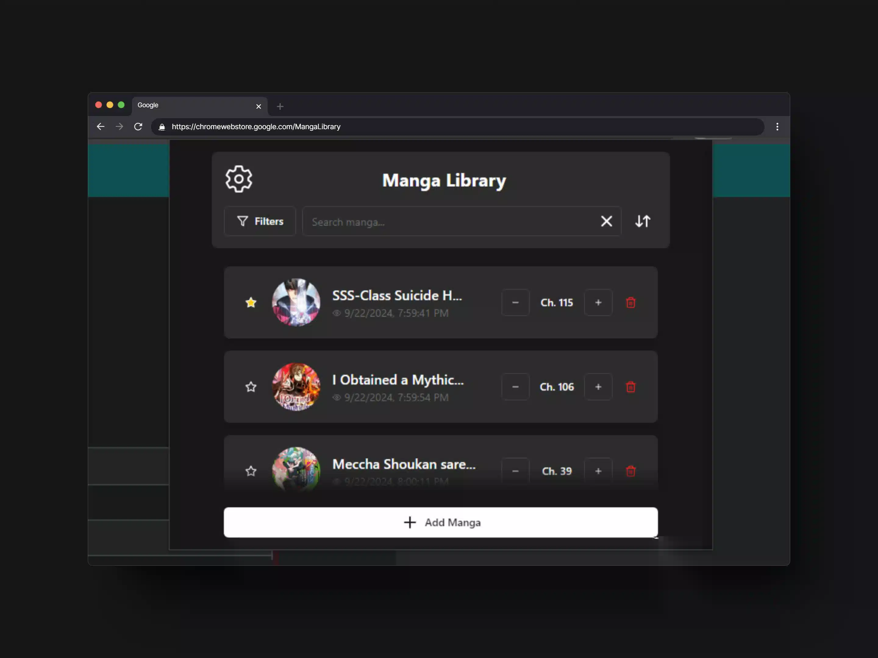 Manga Library - Chrome Extension